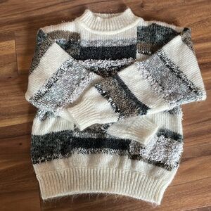 Vintage Striped Mixed Media Sweater